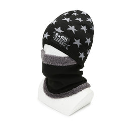 Winter Scarf Beanies Hat Set Fleece Lined Neck Warmer Knitted Hats