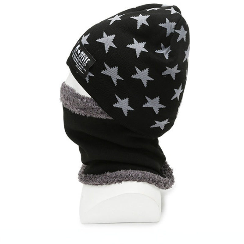Winter Scarf Beanies Hat Set Fleece Lined Neck Warmer Knitted Hats