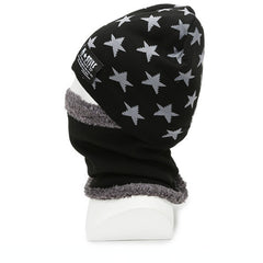 Winter Scarf Beanies Hat Set Fleece Lined Neck Warmer Knitted Hats