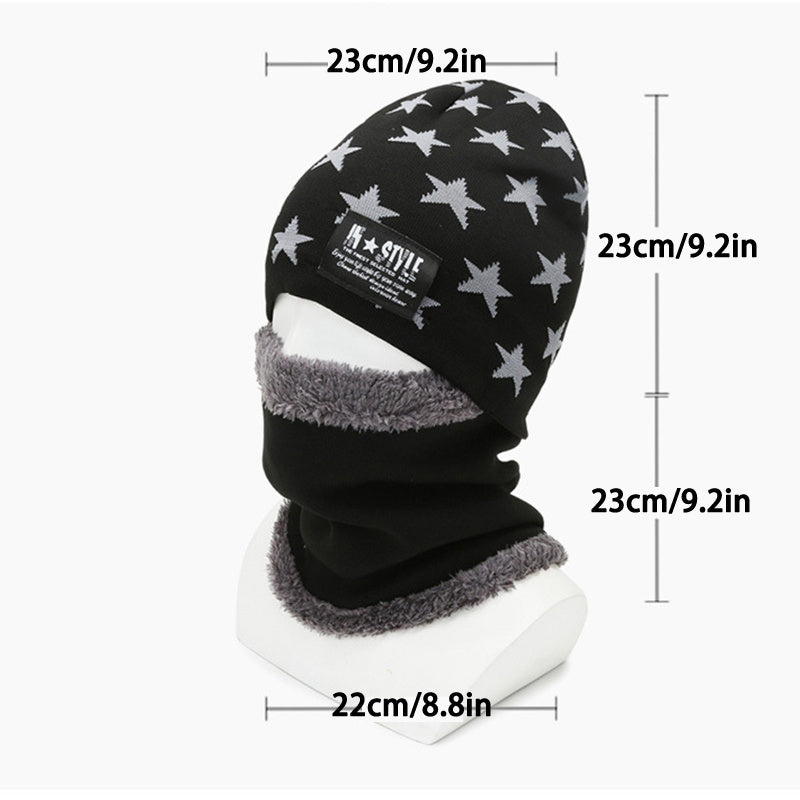 Winter Scarf Beanies Hat Set Fleece Lined Neck Warmer Knitted Hats