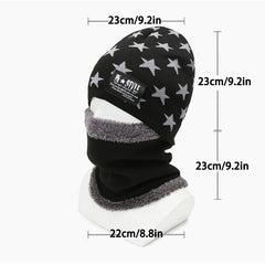 Winter Scarf Beanies Hat Set Fleece Lined Neck Warmer Knitted Hats