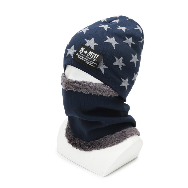 Winter Scarf Beanies Hat Set Fleece Lined Neck Warmer Knitted Hats