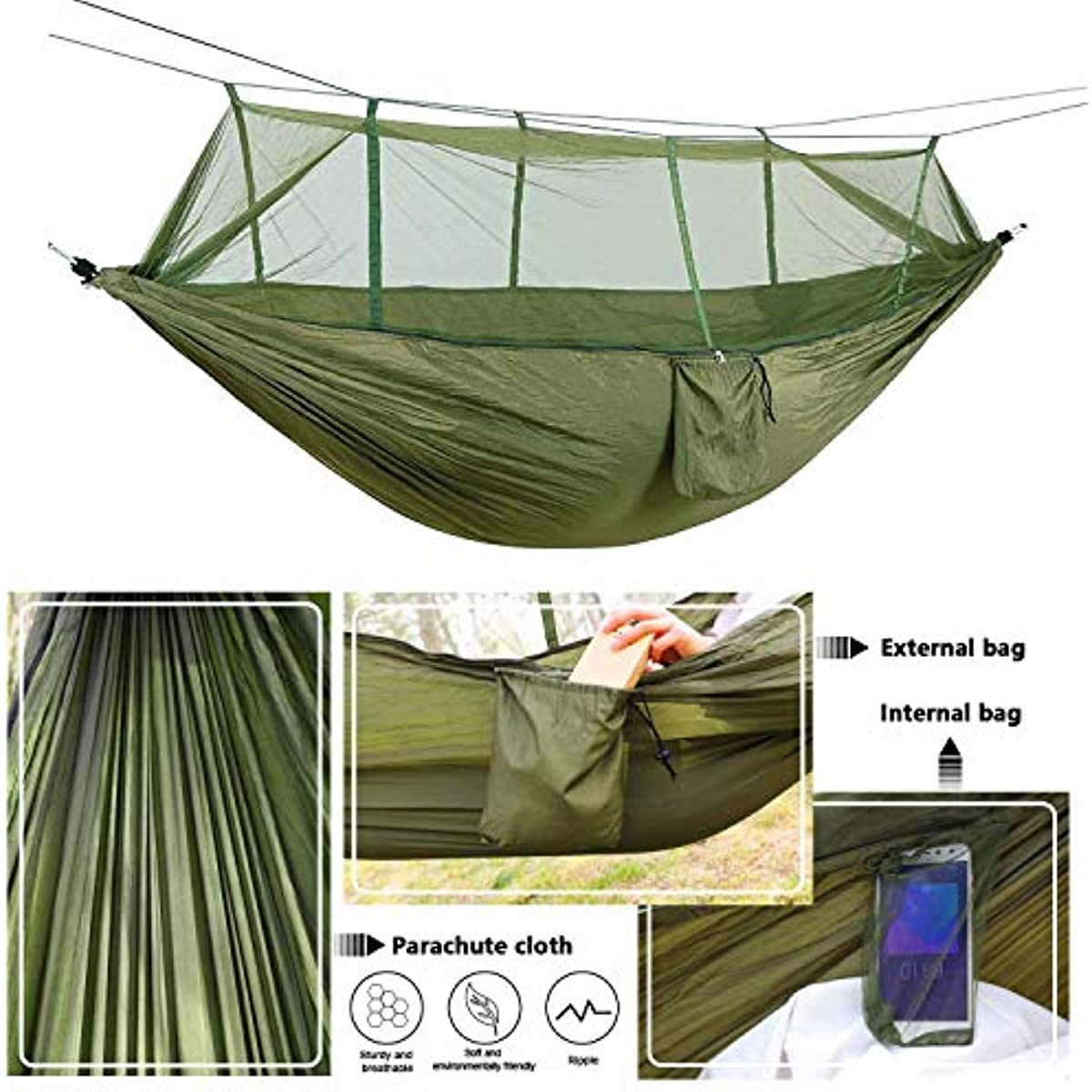 Anti Mosquito Nylon Hammock for Camping Travel and Beach