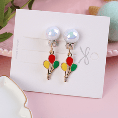 Girls Sequin Cartoon Balloon Rainbow Ear Clips Jewelry Gift For Girls Birthday