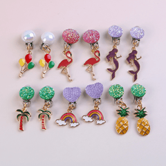 Girls Sequin Cartoon Balloon Rainbow Ear Clips Jewelry Gift For Girls Birthday
