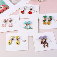 Girls Sequin Cartoon Balloon Rainbow Ear Clips Jewelry Gift For Girls Birthday