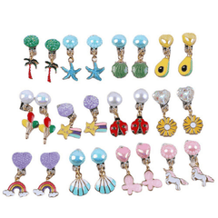 Girls Sequin Cartoon Balloon Rainbow Ear Clips Jewelry Gift For Girls Birthday