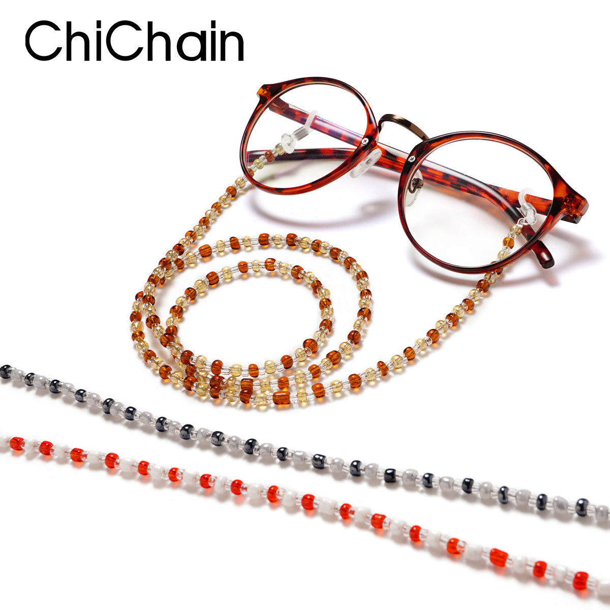 Tortoiseshell Beaded Glasses Chain Acrylic Eyeglasses Retainer