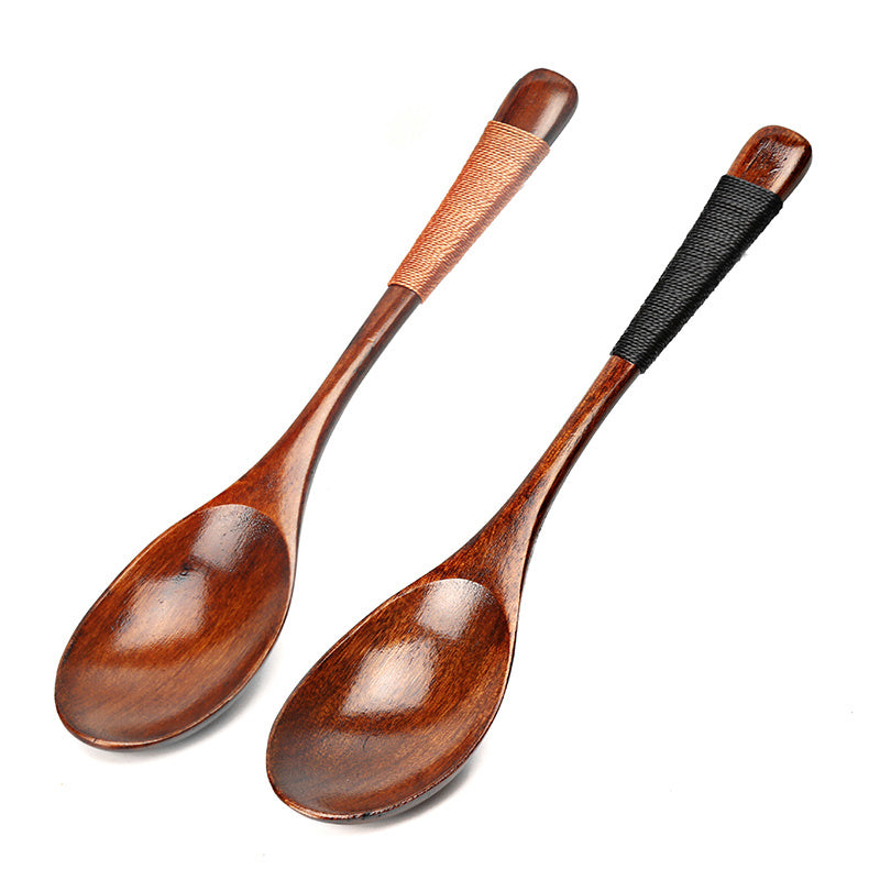 2pcs Large Wood Spoons Long Handled Eco Friendly Rice Soup Spoon Wooden Dessert