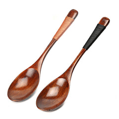 2pcs Large Wood Spoons Long Handled Eco Friendly Rice Soup Spoon Wooden Dessert