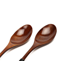 2pcs Large Wood Spoons Long Handled Eco Friendly Rice Soup Spoon Wooden Dessert
