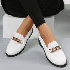 Women's Chain Decor Loafers Breathable Mesh Slip On Flat Shoes