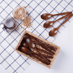 10pcs Wooden Spoons Soup Spoon Set 7 3 Inches Long Handle Natural Table Eating