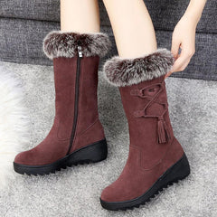 Fleece Mid calf Snow Boots Thick Bottom Anti Slip Women's Footwear