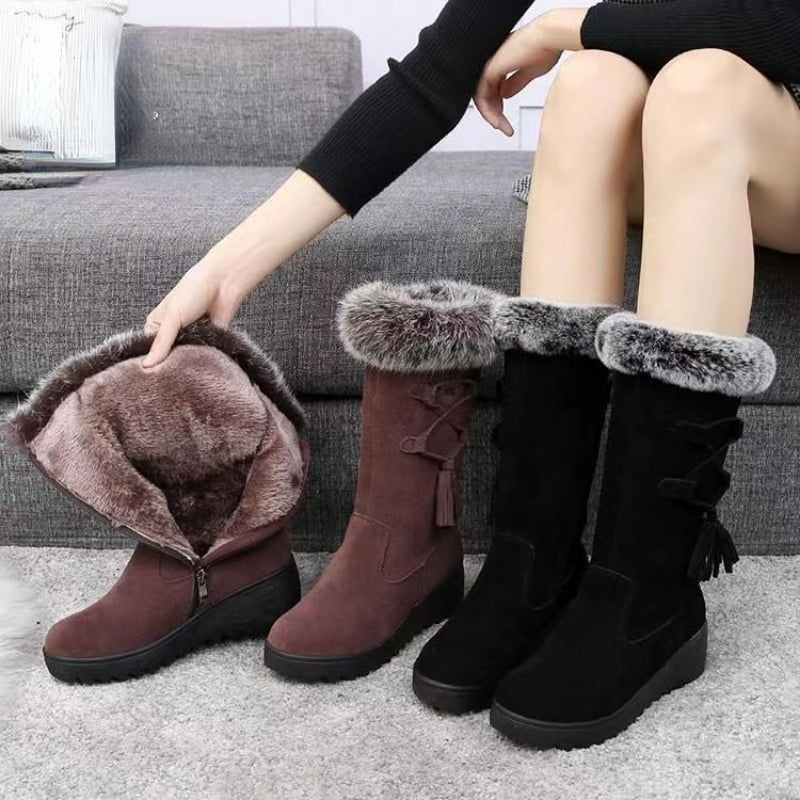 Fleece Mid calf Snow Boots Thick Bottom Anti Slip Women's Footwear