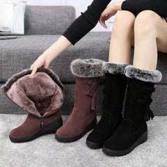 Fleece Mid calf Snow Boots Thick Bottom Anti Slip Women's Footwear