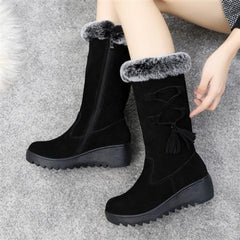 Fleece Mid calf Snow Boots Thick Bottom Anti Slip Women's Footwear