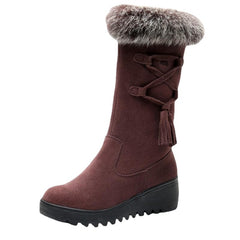 Fleece Mid calf Snow Boots Thick Bottom Anti Slip Women's Footwear