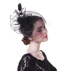 Feathers Hair Clip Fascinators Mesh Ribbons Headwear Wedding Party Accessories