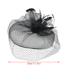 Solid Feather Mesh Fascinator Hair Clip Wedding Headwear