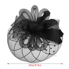 Women Wedding Hat With Face Veil Bridal Headwear Feathers Linen Hat For Brides