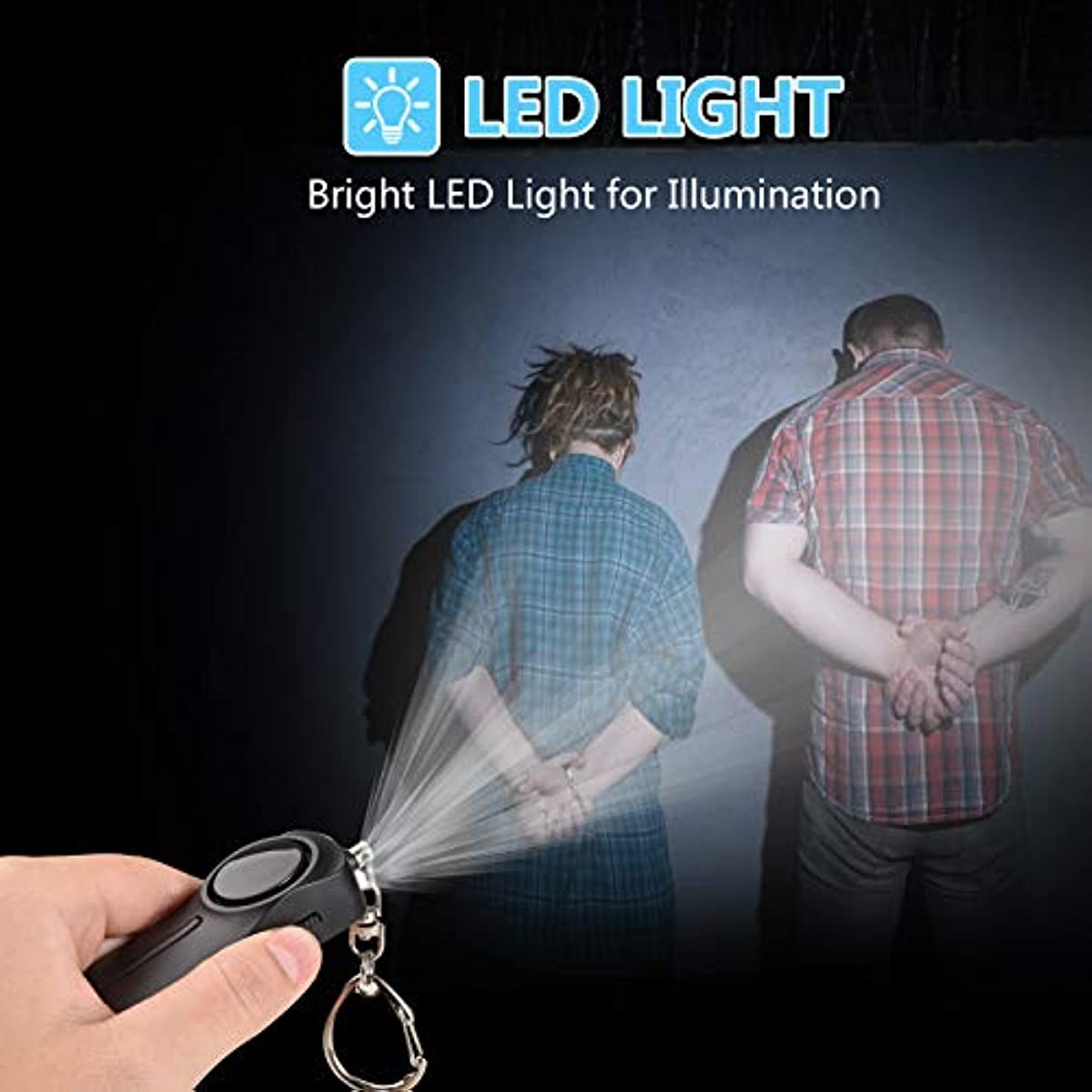 130dB Safesound Personal Alarm Keychain With LED Lights