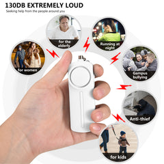 130dB Safesound Personal Alarm Keychain With LED Lights