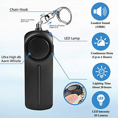 130dB Safesound Personal Alarm Keychain With LED Lights