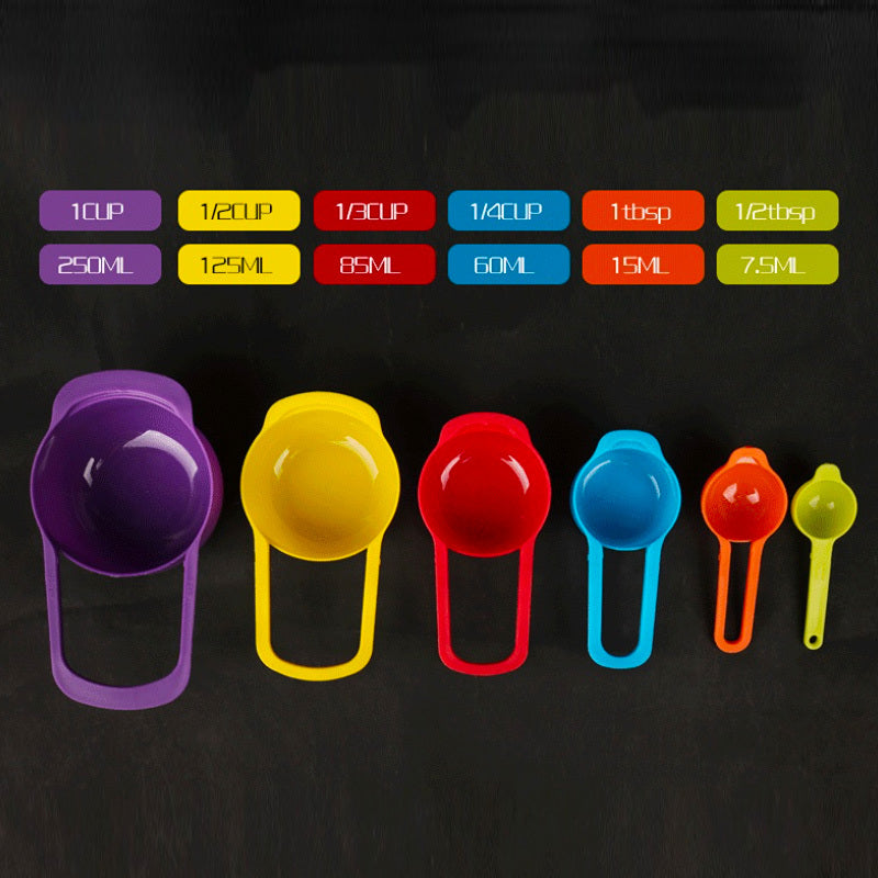 Set Of 6 Measuring Cups And Spoons Space Saving Stackable