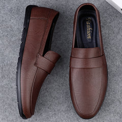 Men's Strap Decor Loafer Shoes Lightweight Slip On Flat Driving Moccasins