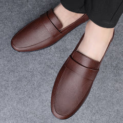 Men's Strap Decor Loafer Shoes Lightweight Slip On Flat Driving Moccasins