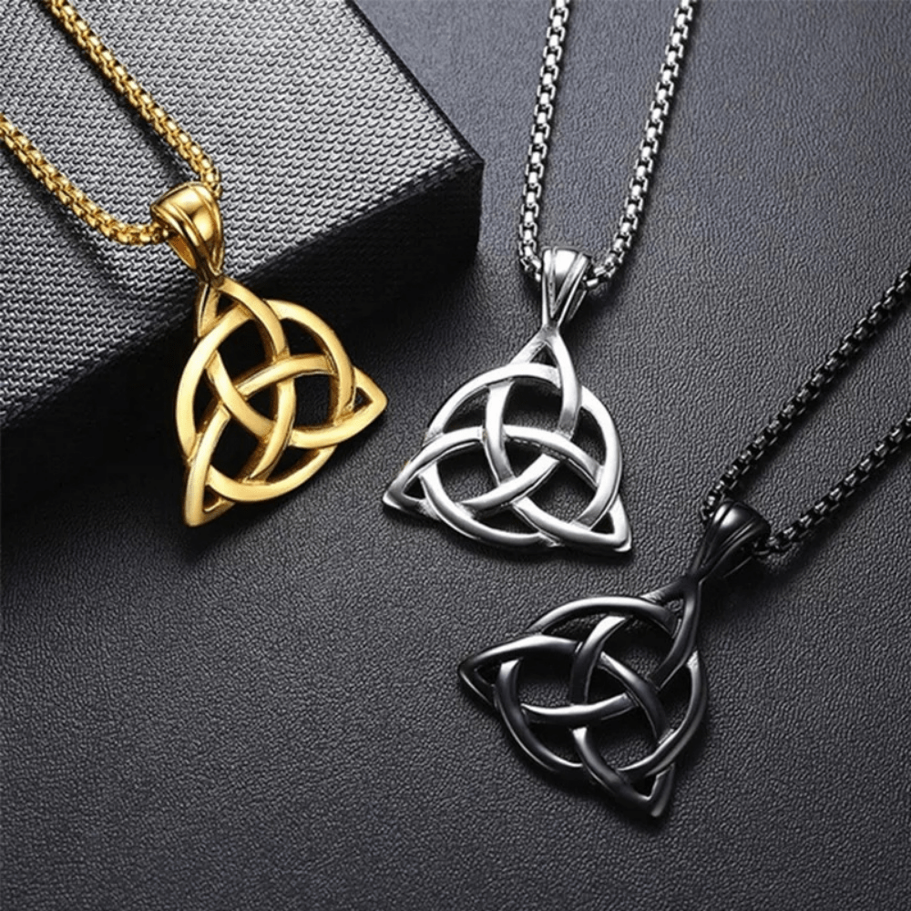 Metal Celtic Knot Pendant Chain Necklace Men Classic Punk Amulet Jewelry