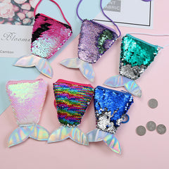 Girls Fish Tail Sequin Coin Purse Mini Shoulder Bag for Party
