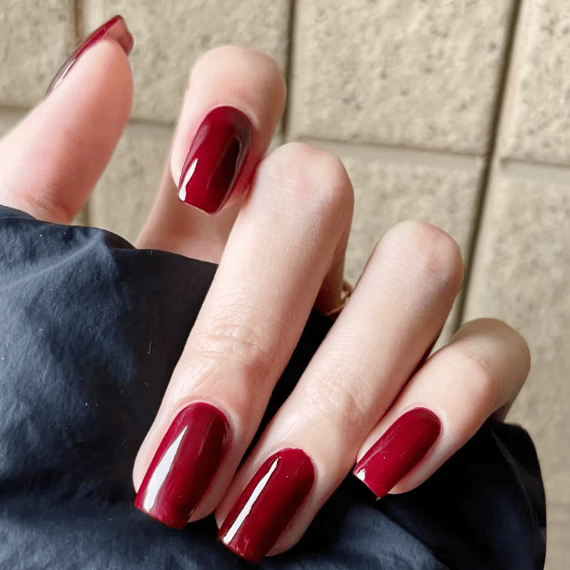 Glossy Acrylic False Nails Medium Square Full Cover Press On Nails