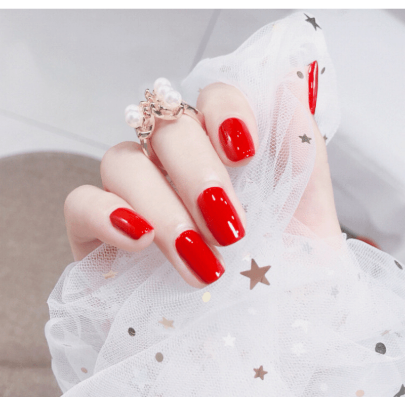 Glossy Acrylic False Nails Medium Square Full Cover Press On Nails