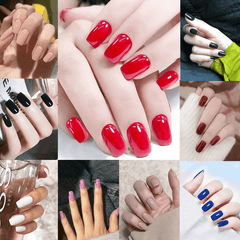 Glossy Acrylic False Nails Medium Square Full Cover Press On Nails