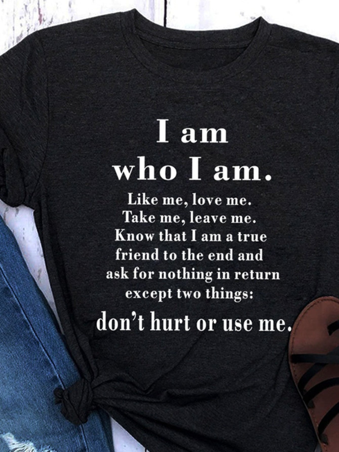 I Am Who I Am Print Short Sleeved T shirt