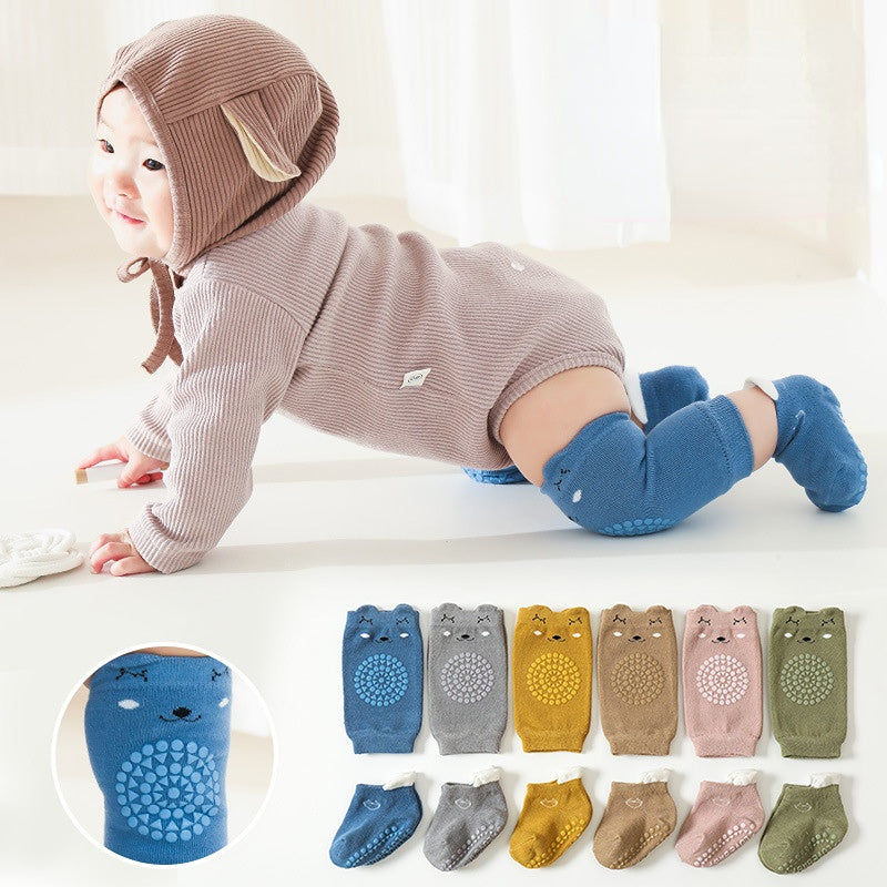 Baby Cartoon Knee Pads & Ankle Socks Set