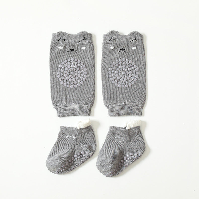 Baby Cartoon Knee Pads & Ankle Socks Set