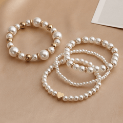 Boho Multilayer Bracelet Set Faux Pearls 4 Pcs