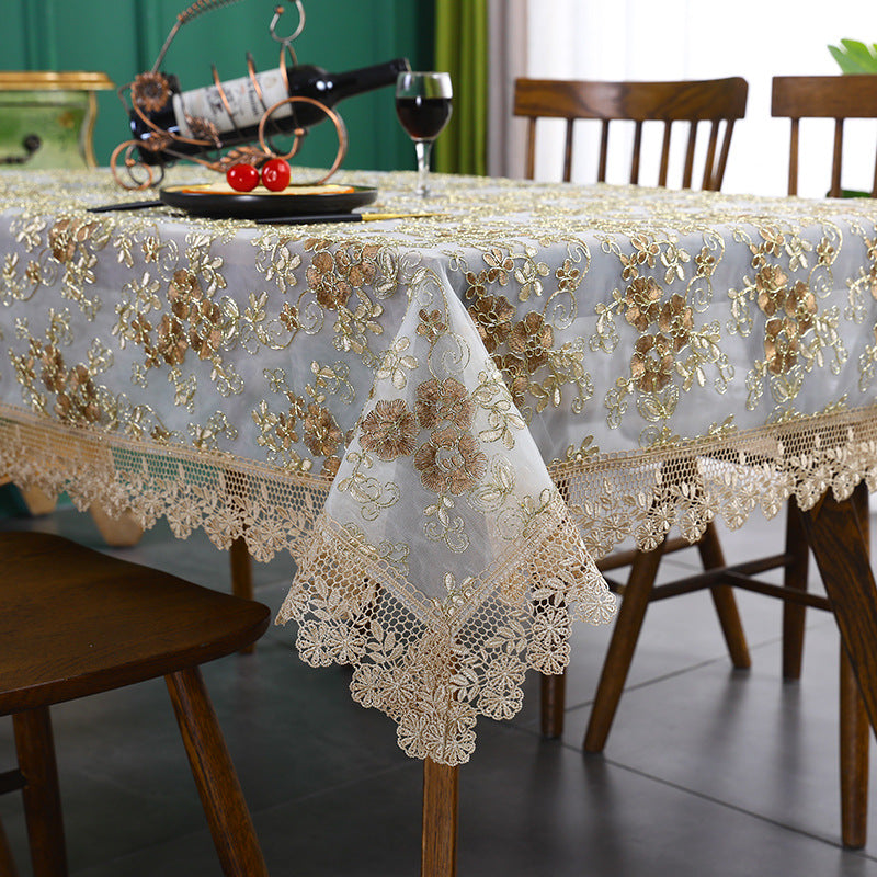 Lace Embroidery Table Cloth for Home Weddings and Parties