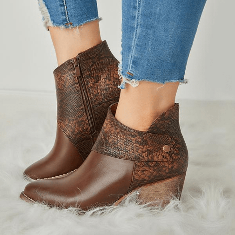 Women's Block Heel Ankle Boots Retro Western Short Boots