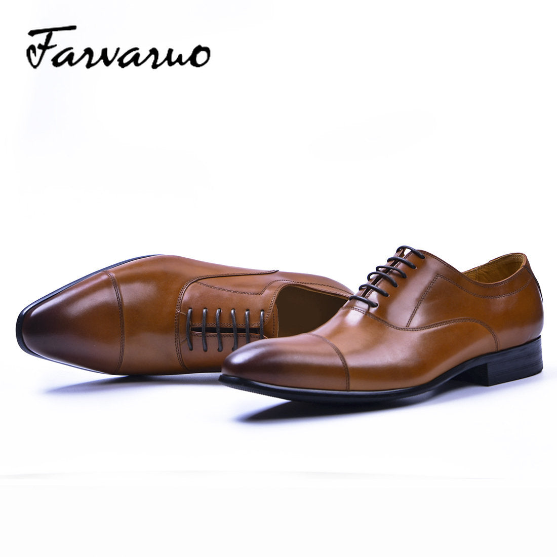 FARVARWO Men's Cap Toe Dress Shoes Oxford Classic Formal Shoes