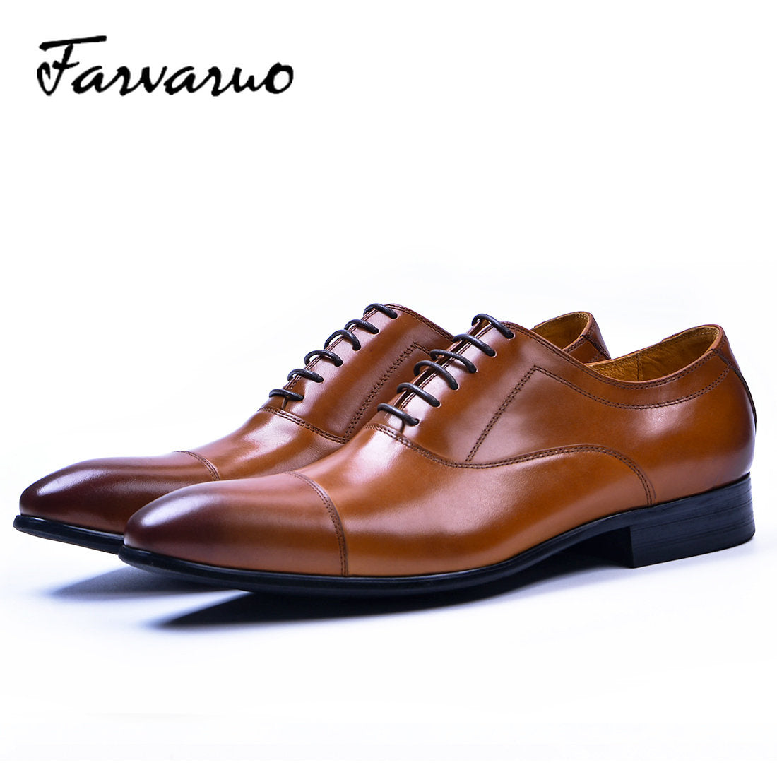 FARVARWO Men's Cap Toe Dress Shoes Oxford Classic Formal Shoes