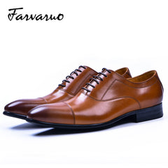 FARVARWO Men's Cap Toe Dress Shoes Oxford Classic Formal Shoes