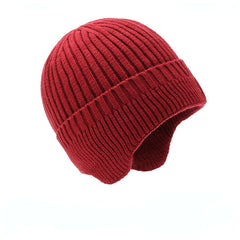 Men's Wool Line Hat Fleece Knit Hat Ear Protection Pullover Hat