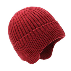 Men's Wool Line Hat Fleece Knit Hat Ear Protection Pullover Hat