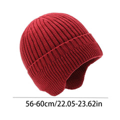 Men's Wool Line Hat Fleece Knit Hat Ear Protection Pullover Hat