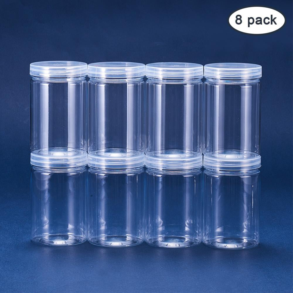8pcs Clear Plastic Storage Jars Wide Mouth Containers