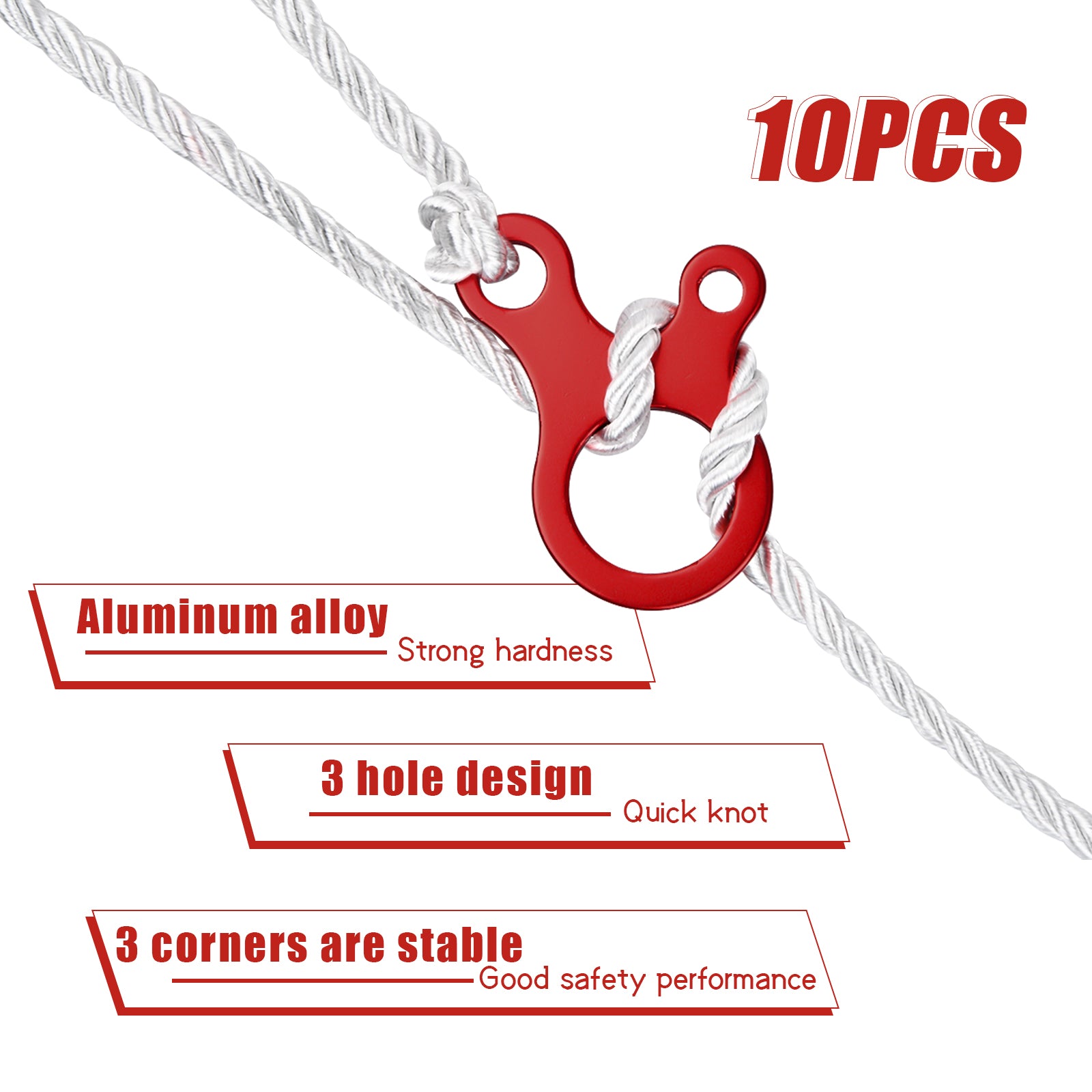 10pcs Wind Rope Buckle for Tent Setup 3 Hole Cord Adjuster